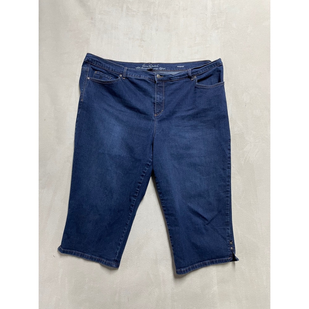 Gloria Vanderbilt Amanda High Rise Capri Jeans Blue Denim Plus Size 22W Slimming